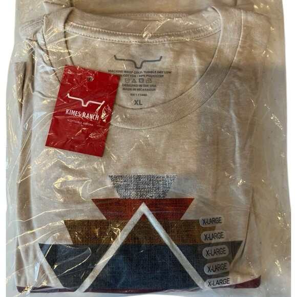 Kimes Ranch T-shirt Short Sleeve NEW with Tags Mens Sz XL Aztec Layers Cream - Picture 2 of 4